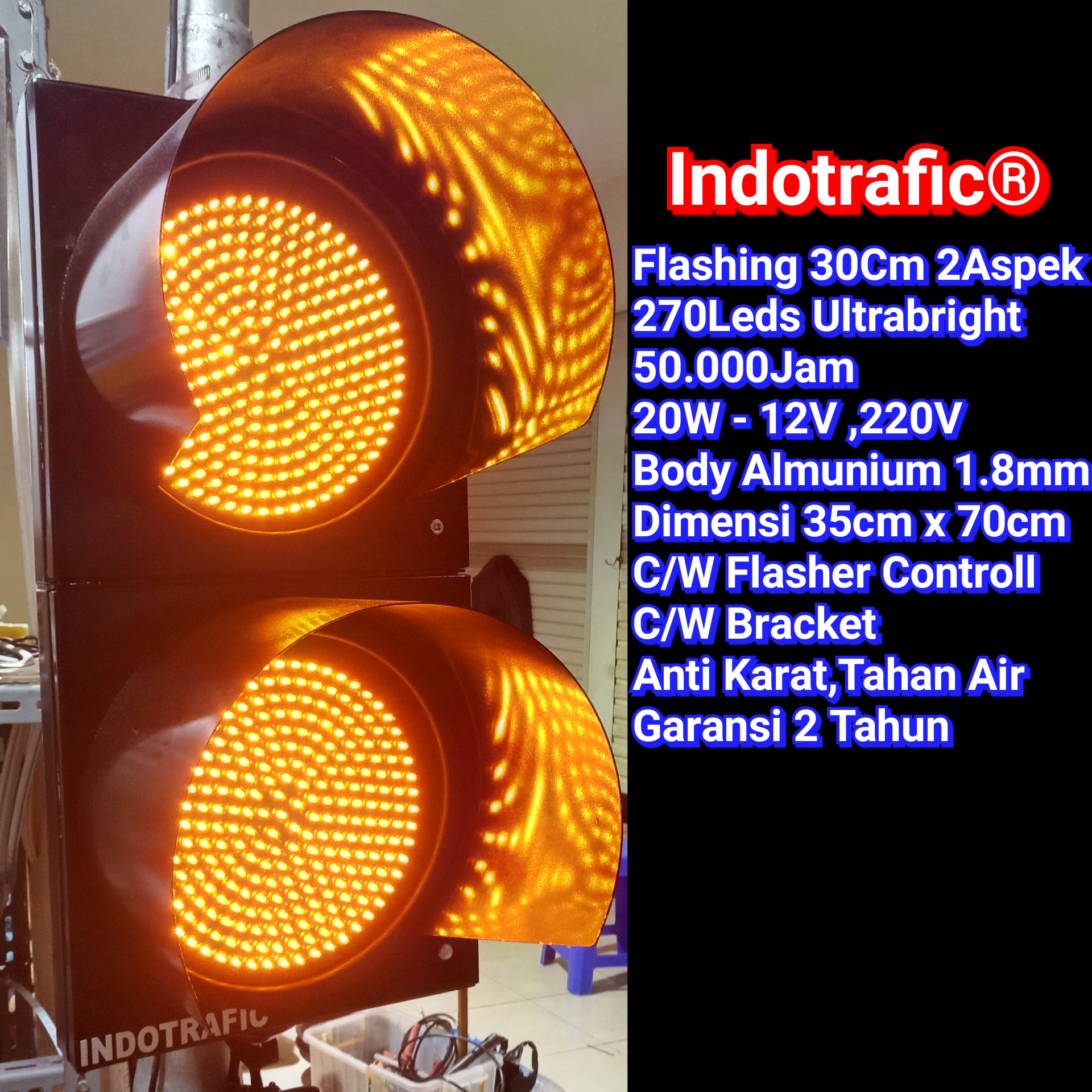 Flashing Light -Warning Light Diameter 30cm 2 Aspek Body Alumunium
